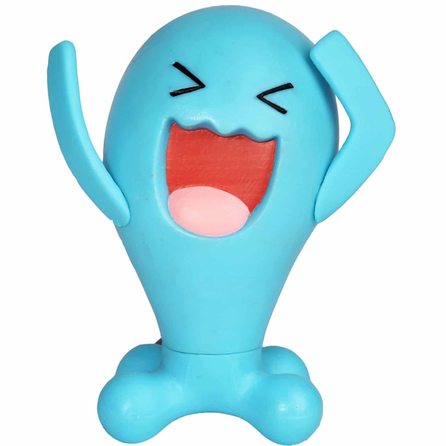 Figura de batalha Pokémon Wobbuffet azul com braços levantados em embalagem oficial