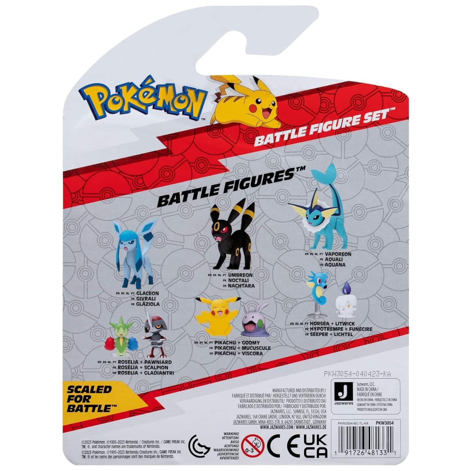 Figuras de batalha Pokémon – Omanyte, Pikachu e Lucario - Brincatoys