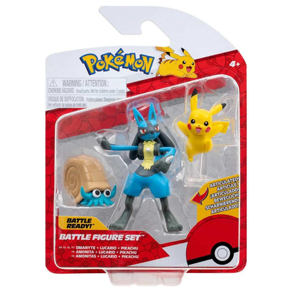 Introducing Pokémon Battle Figures - Omanyte, Pikachu and Lucario with SKU 23305424 recommended for ages + 4 years