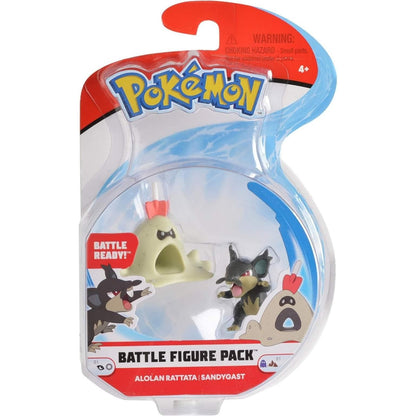 Introducing Pokemon Figures - Alolan Rattata and Sandygast with SKU 239500323 recommended for ages + 4 years