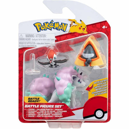 Introducing Pokémon Battle Figures - Pikipek, Galarian Ponyta and Snorunt with SKU 23305324 recommended for ages + 4 years
