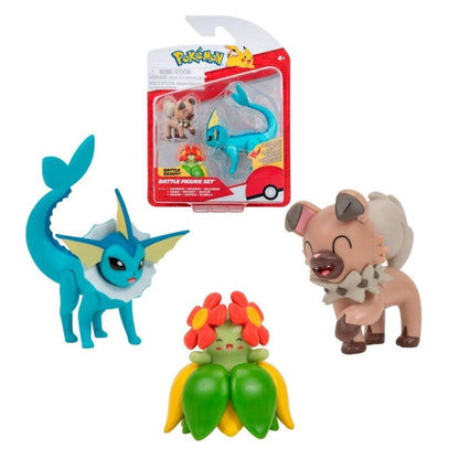 Introducing Pokémon Battle Figures - Rockruff, Bellossom, Vaporeon with SKU 23304824 recommended for ages + 4 years