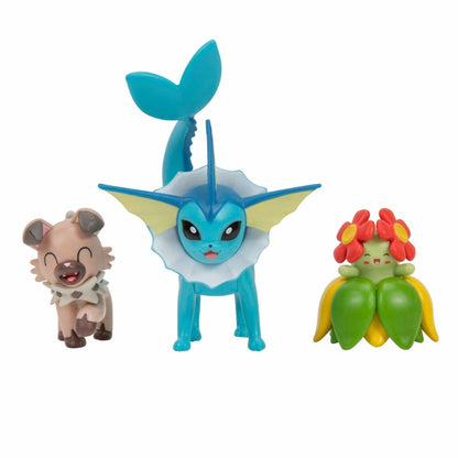 Introducing Pokémon Battle Figures - Rockruff, Bellossom, Vaporeon with SKU 23304824 recommended for ages + 4 years