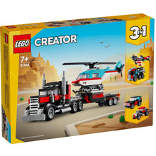 Apresentamos Lego Creator Camião de Plataforma com Helicóptero com o SKU 663114625 recomendado para + 7 anos