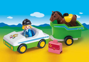 Playmobil 1.2.3 Carro com Reboque para Cavalo - Brincatoys