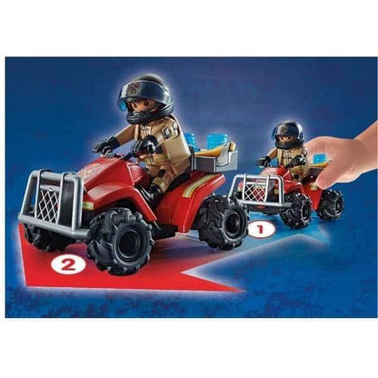 Introducing Playmobil Firefighters Speed Quad with SKU 657109023, recommended for ages 4+