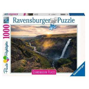 Puzzle 1000 peças -Cascata Haifoss na Islândia- - Brincatoys