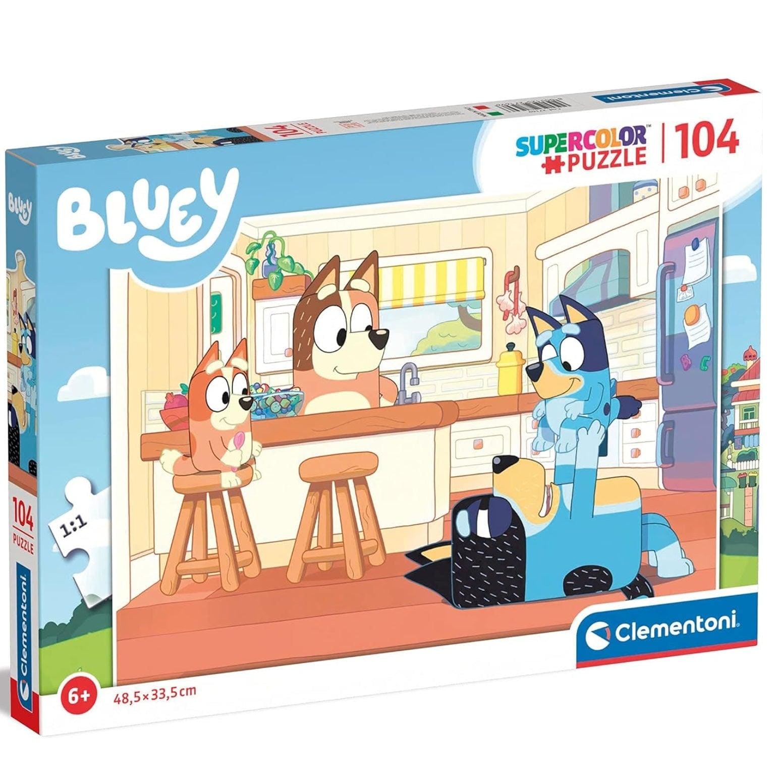 Apresentamos Puzzle Bluey e Família de 104 peças com o SKU 552716924 recomendado para + 6 anos