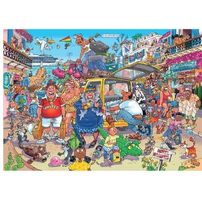 Introducing Wasgij? Puzzle 1000 pieces - Holiday Fiasco! with SKU 82500423 recommended for ages 12+