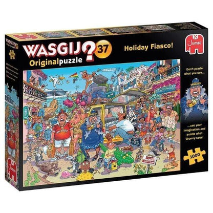 Introducing Wasgij? Puzzle 1000 pieces - Holiday Fiasco! with SKU 82500423 recommended for ages 12+