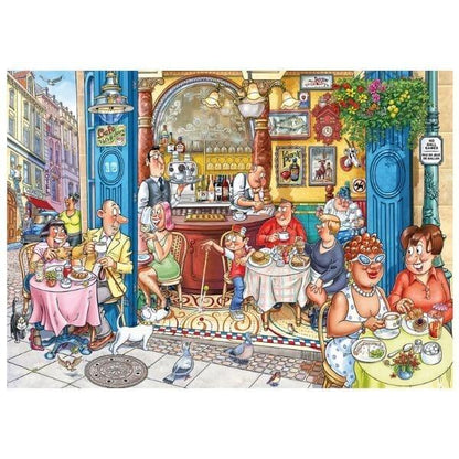 Introducing Wasgij? Puzzles 1000 pieces - Grabbing a Quick Bite! with SKU 81917923 recommended for ages 12+